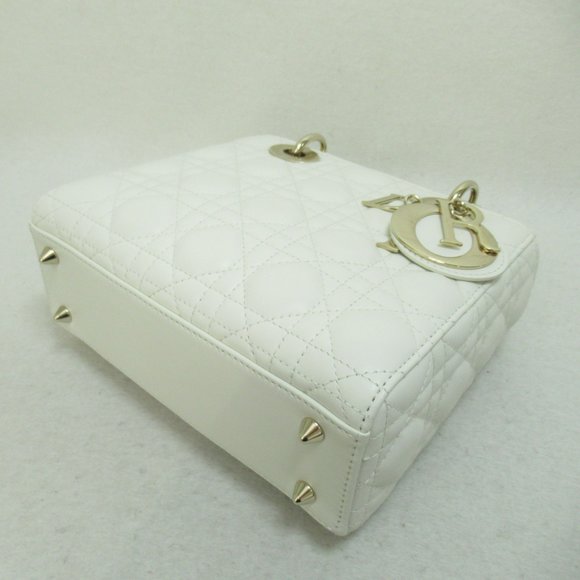 Dior Lady Dior Shoulder Bag White Lambskin [sheep leather] M105380LAV - Picture 4 of 10